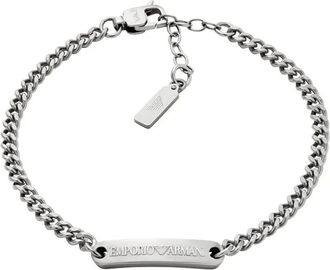 Emporio Armani Roestvrijstalen ID-armband - Heren - Accessoires - Grijs - Maat: ONE Size