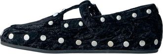 Ganni Mary Jenny Studs Crinkle Velvet Ballerine - - Shoes - Donna - Nero - 38 EU