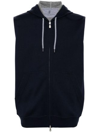Brunello Cucinelli Navy Blue Sleeveless Hooodie