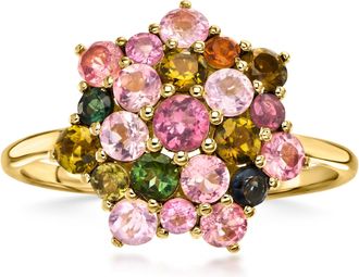 Ross-Simons Multicolored Tourmaline Cluster Ring in 10kt Yellow Gold