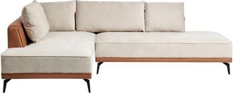 Beliani Corner Sofa 3 Seater MYKEN Fabric Light Beige Right Hand