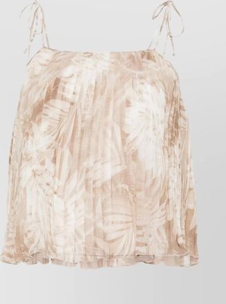 Ermanno Scervino pleated sheer top spaghetti straps tie detail