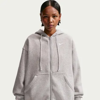 Nike Womens Nike Sportswear Phoenix Fleece Oversized Full-Zip Hoodie in Grey | DQ5758-043