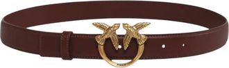 Pinko Brown Golden Logo Buckle Solid Belt