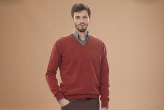 Bexley Jersey de lana hombre con cuello en V Especia Moteado - ELIAN