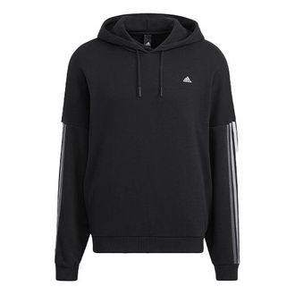adidas Mens adidas City Swt Pohd Solid Color Stripe Sports Black HC9964