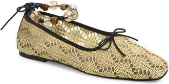 Freda Salvador Jada Woven Square Toe Ballet Flat in Natural Diamond Raffia at Nordstrom, Size 10.5