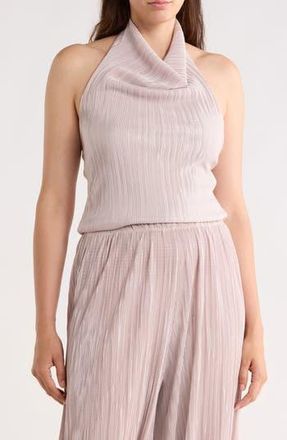 Renee C Plisse Halter Top in Beige at Nordstrom Rack, Size X-Large