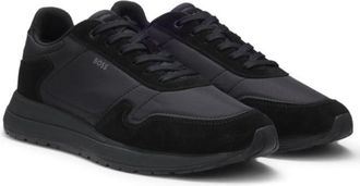 BOSS Lace-up sneakers in lightweight fabric with suede trims