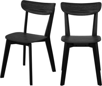 Rendez-Vous D&eacute;co Juego de 2 sillas de madera de caucho negro