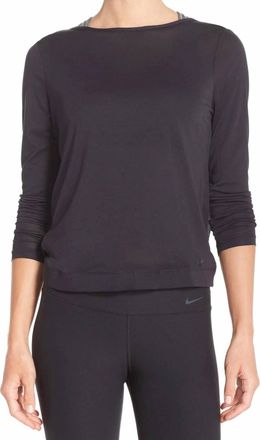 Nike Dri Fit Drape Neck Top In Black