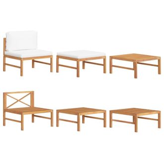 vidaXL Set De Muebles De Jard&iacute;n 3 Pzas Madera De Teca Y Cojines Crema Vidaxl