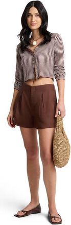 Onia Rib Linen Cardigan in Brown/egret at Nordstrom, Size X-Small