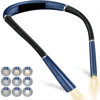OEM L&aacute;mpara De Lectura Doble Para El Cuello (azul), 3 Colores Y 6 Niveles De Brillo - L&aacute;mpara De Lectura Para La Cama - L&aacute;mpara De Lectura Recargable