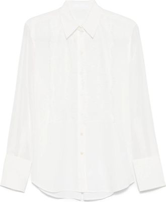 Helmut Lang Relaxed kanten blouse - Dames - Overhemden - Wit - M - Polyester - Overhemden