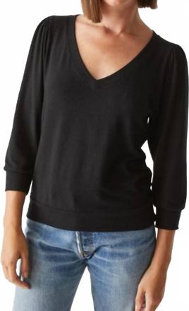 Michael Stars Gabriella Madison Jersey 3/4 V Sweatshirt In Black