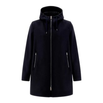 Herno Parkas, male, Blue, Size: 4XL Wool Scuba Parka with Hood