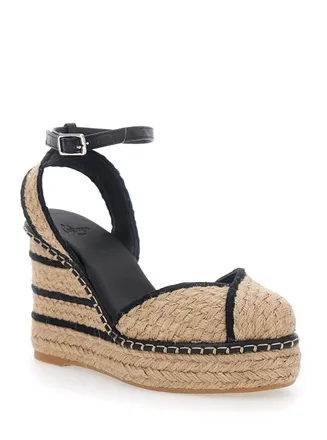 Castaner Womens Wedges Cova Beige Fabric Textile Shoe