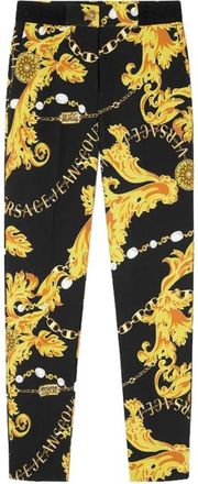 Versace Jeans Couture Broeken, Dames, Veelkleurig, S, Leer, Broek met Barokprint
