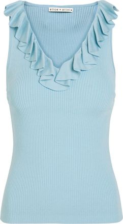 Alice & Olivia Marnie Ruffled Knit top - Blue - S (UK8-10 / S)