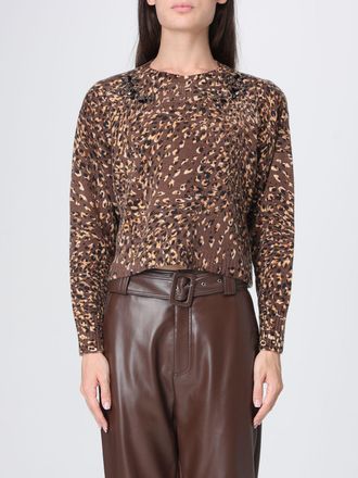 Twinset Maglia in misto lana con stampa animalier e ricamo di cristalli