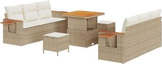 vidaXL Vidaxl - Garden Sofa Set with Cushion 9 pcs Beige Poly rattan