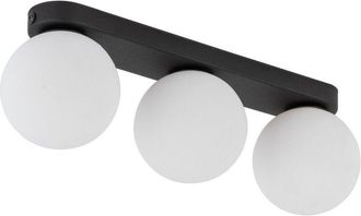 Luminosa Light Designs TK Mini Lámpara de techo Globe negra, cristal opalino 3xG9