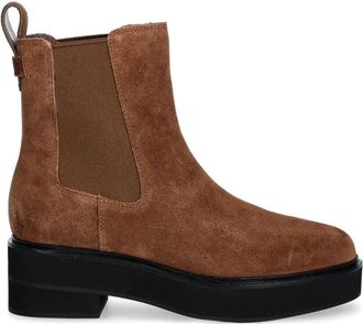 Ralph Lauren Brown Elastic Side Panel Leather Ankle Boots