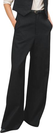 Nili Lotan Johan Wide Leg Trouser In Black Pinstripe