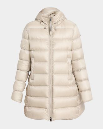 Moncler Suyenne Hooded Mid-Length Down Jacket