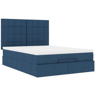 vidaXL Estructura De Cama Otomana Con Colch&oacute;n Tela Azul 140x190cm Vidaxl