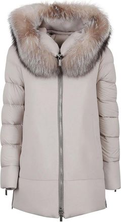 Moorer Winter Jackets, female, Gray, Size: XS Luxury Wool Cashmere Down Coat