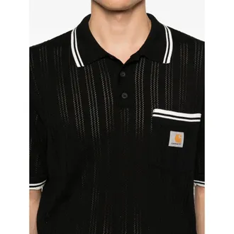 Carhartt Work in Progress Ribbed Cotton with Chest Pocket Polo - Black