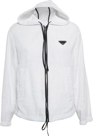 Prada Giacca con cappuccio e logo - Bianco