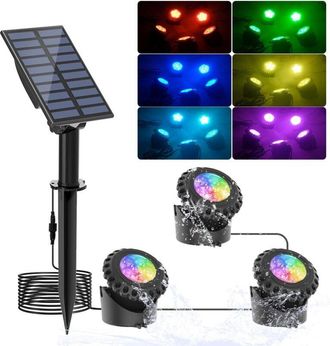 OEM Luces Led Solares Sumergibles, Foco De Piscina Rgb De 2 Modos, Iluminaci&oacute;n De Piscina Que Cambia De Color De 5,5 V, L&aacute;mpara Solar Impermeable Ip68 Par