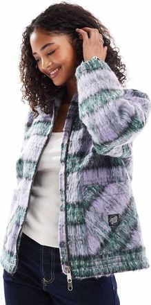 Santa Cruz Camicia giacca comoda lilla e verde a quadri con zip bidirezionale-Multicolore