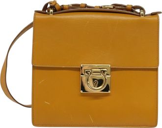 Ferragamo Gancini Brown Leather Shoulder Bag (Pre-Owned)