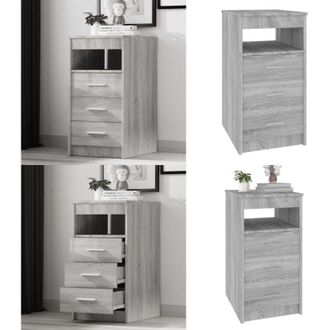 vidaXL Cassettiera Grigio Sonoma 40x50x76 cm in Legno Multistrato - Cassettiera grigio sonoma - Cassettiera multifunzionale
