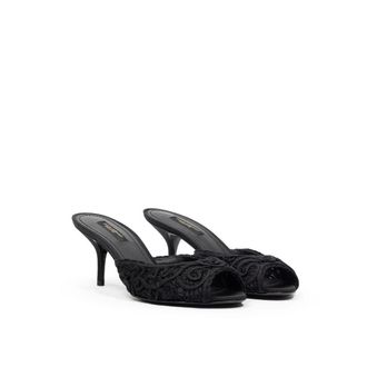 Dolce & Gabbana Womens Black Cotton Mules