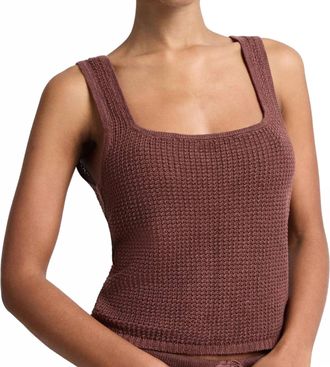 Onia Knit Square Neck Tank In Brown