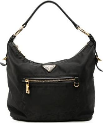 Prada Pre-owned Shoulder Bags, female, Black, Size: ONE SIZE Pre-owned Nylon Shoulder Bag
