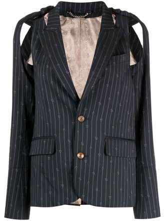 Charles Jeffrey Loverboy pinstripe cut-out blazer - Blue