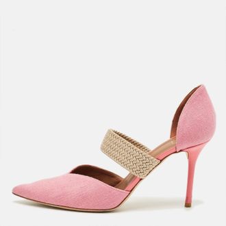 Malone Souliers Pink Canvas Maisie Dorsay Pumps