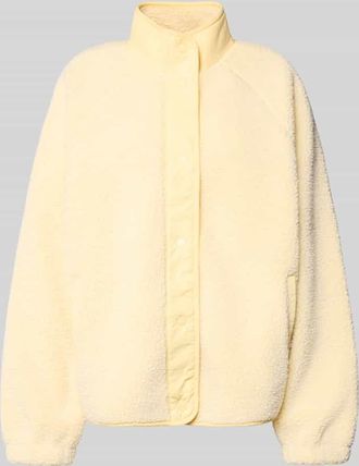 Jake*s Casual Fleecejacke mit Stehkragen und Eingrifftaschen in Hellgelb, Größe XS