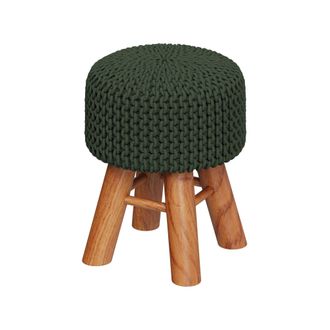 Rendez-Vous D&eacute;co Taburete Peque&ntilde;o De Punto Lisa Verde Caqui