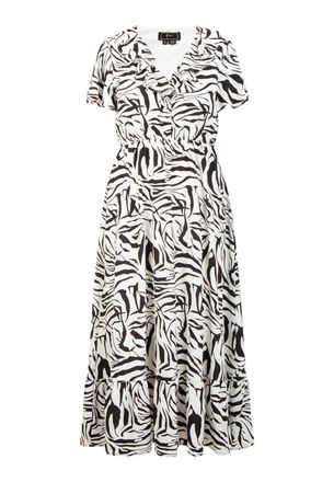 Faina Jurk - zebraprint Dames wit zwart