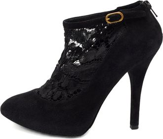 Dolce & Gabbana Stivali in pelle scamosciata con pizzo 120mm - Nero