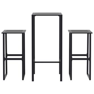 vidaXL Juego De Mesa Alta Y Taburetes De Jard&iacute;n 3 Piezas Acero Negro Vidaxl