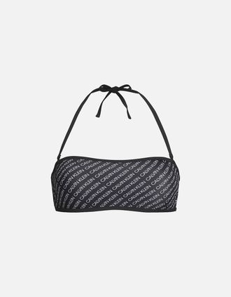 Calvin Klein Womens Bandeau Swim Top, Core Diagonal Logo - Black - Size: XS