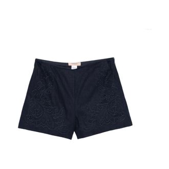 Twinset Short Shorts, female, Blue, Size: 2XS Floral-embroidered Shorts